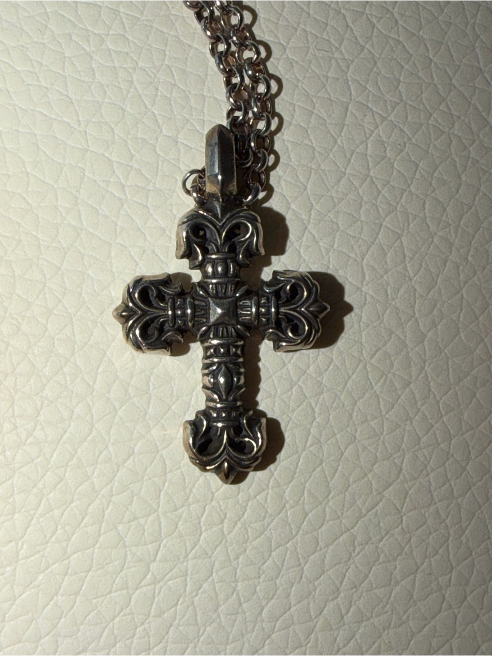 Chrome Hearts Filigree Cross Sterling Silver Pendant Necklace
